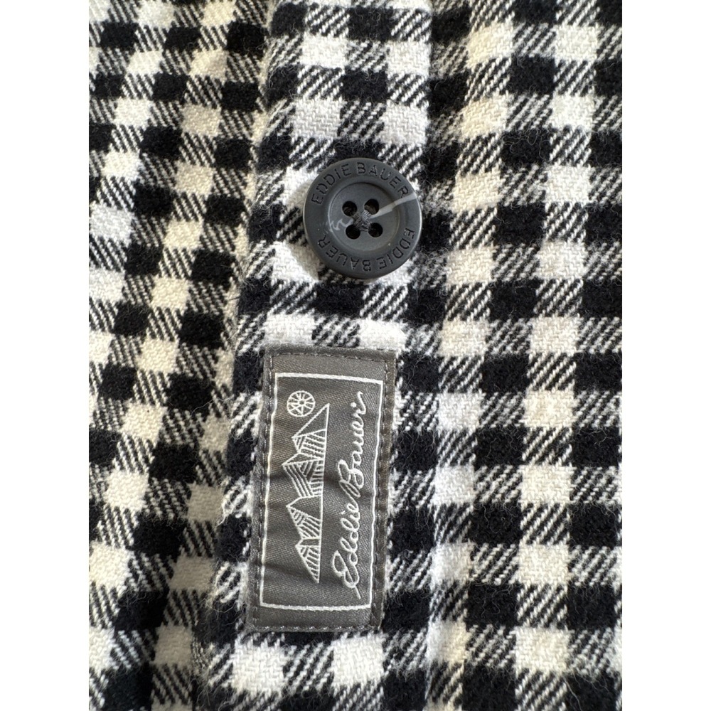 EDDIE BAUER Black White Plaid Hooded Button‎ Down Jacket Women's XS NWOT - Picture 12 of 15